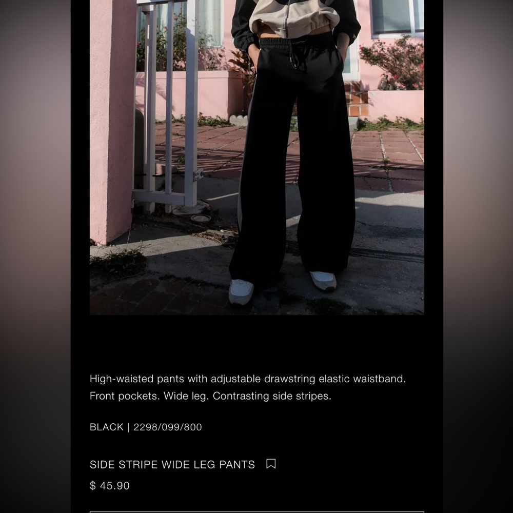 Zara NWT side stripe wide leg pants